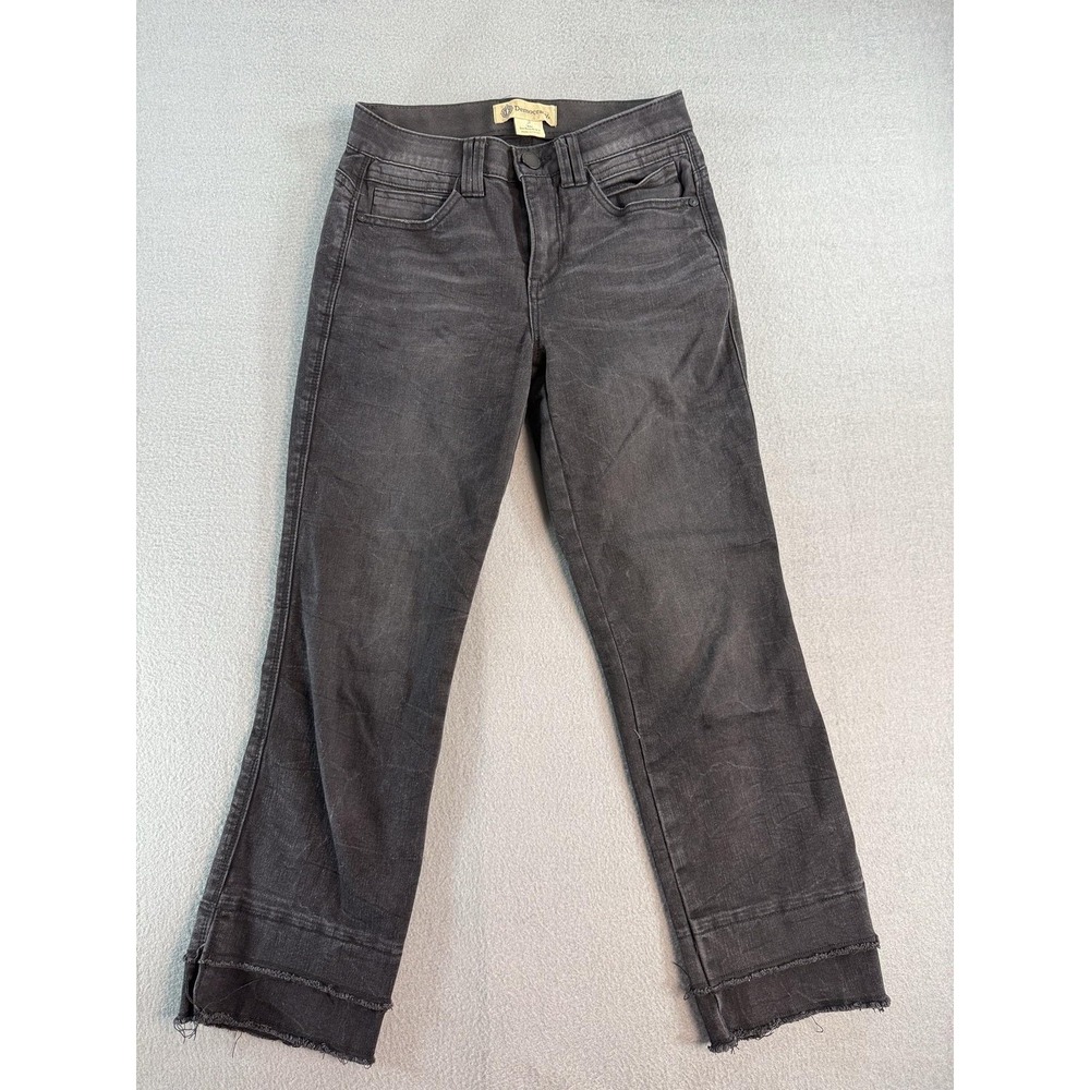 Democracy Jeans Womens 2 Charcoal Mid Rise Crop Raw Hem Stretch Distressed Denim